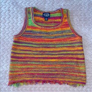 Scoop Kids Crochet Striped Colorful Tank Top